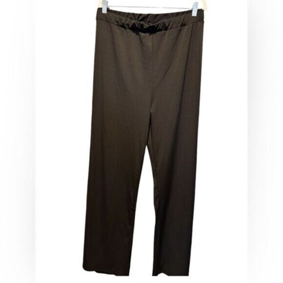 NWOT Plus Size Black Polyester Pants Flare Leg Elastic Waist - Size 5x fits 3X - Picture 1 of 7
